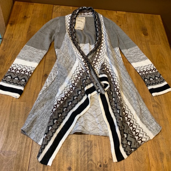 Vintage Concept Warm Fair Isle Fuzzy Knit Duster - Picture 1 of 9